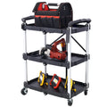 3-stufiger klappbarer Servierwagen, 22,7 kg Tragfähigkeit pro Ablage – 65L x 39B x 83H cm