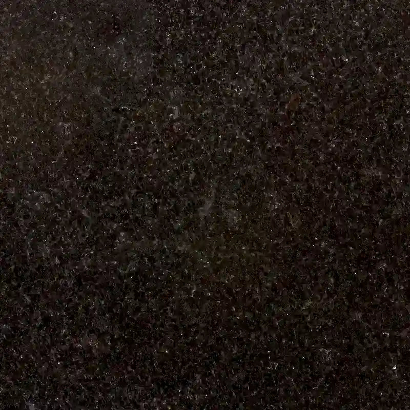 Schwarze, fahrbare Kücheninsel mit Granitplatte und verstellbarem Regal