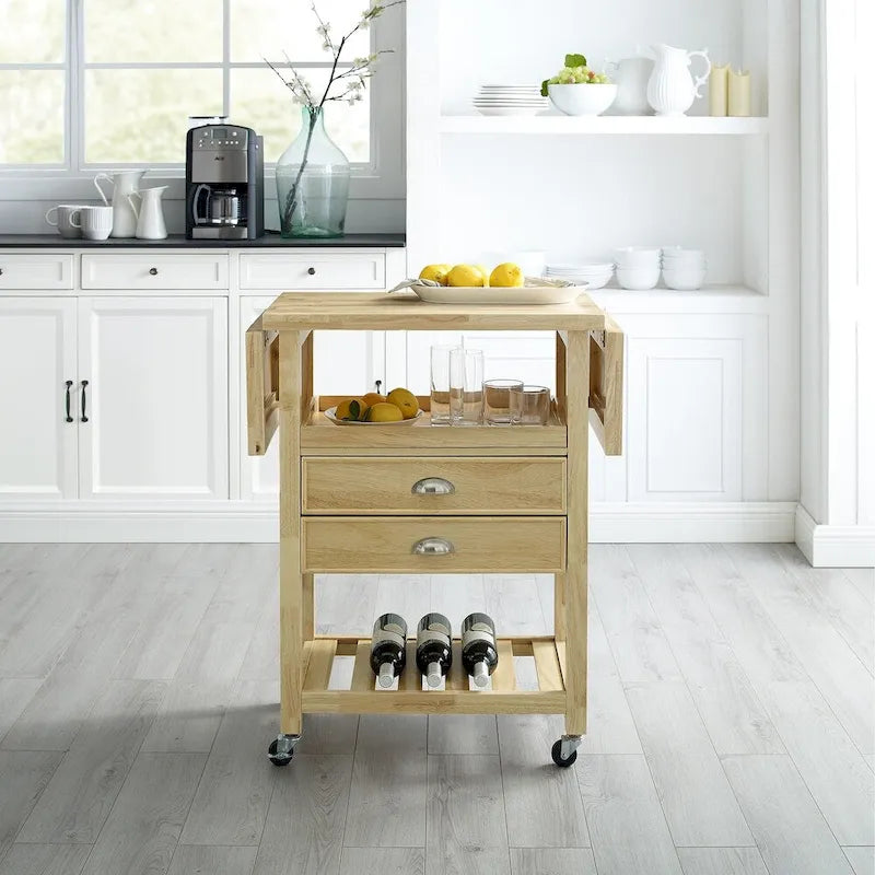 Crosley Bristol Double Drop Leaf Kitchen Cart Natural - 15.13d x 45w x 35.25h