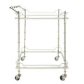 30 Silver Two Tier Rectangular Rolling Bar Cart with Glass Top