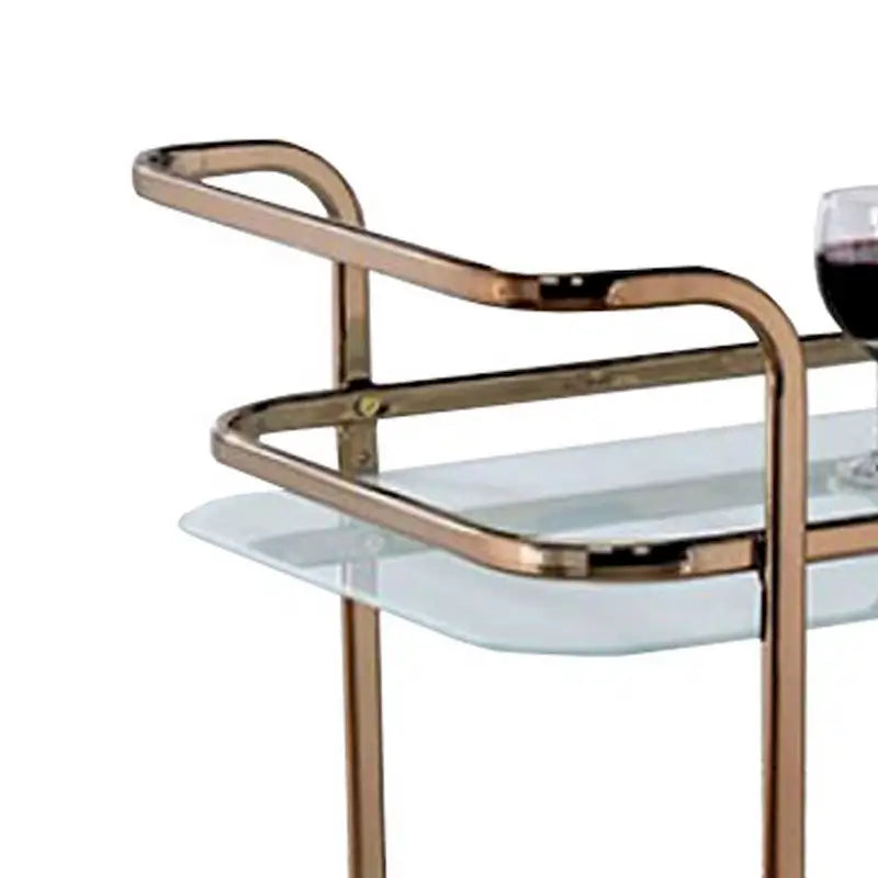 Servierwagen Champagner-Finish mit Auslage und Rollen