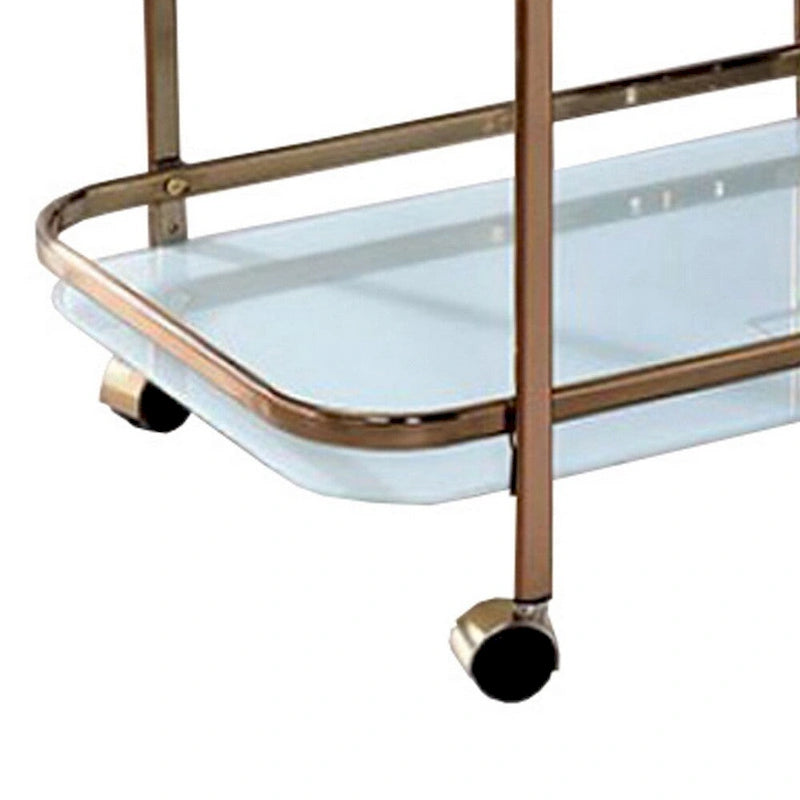 Servierwagen Champagner-Finish mit Auslage und Rollen
