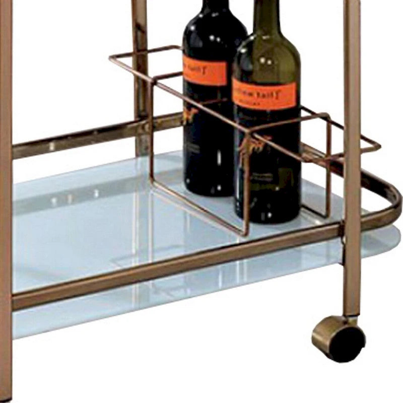Servierwagen Champagner-Finish mit Auslage und Rollen