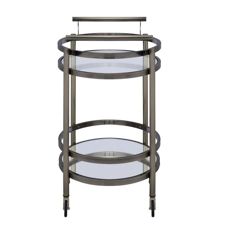 Ovale Servierwagen aus Metall mit 2 Ablagen, Silber - 86,4 H x 48,3 B x 68,6 L cm