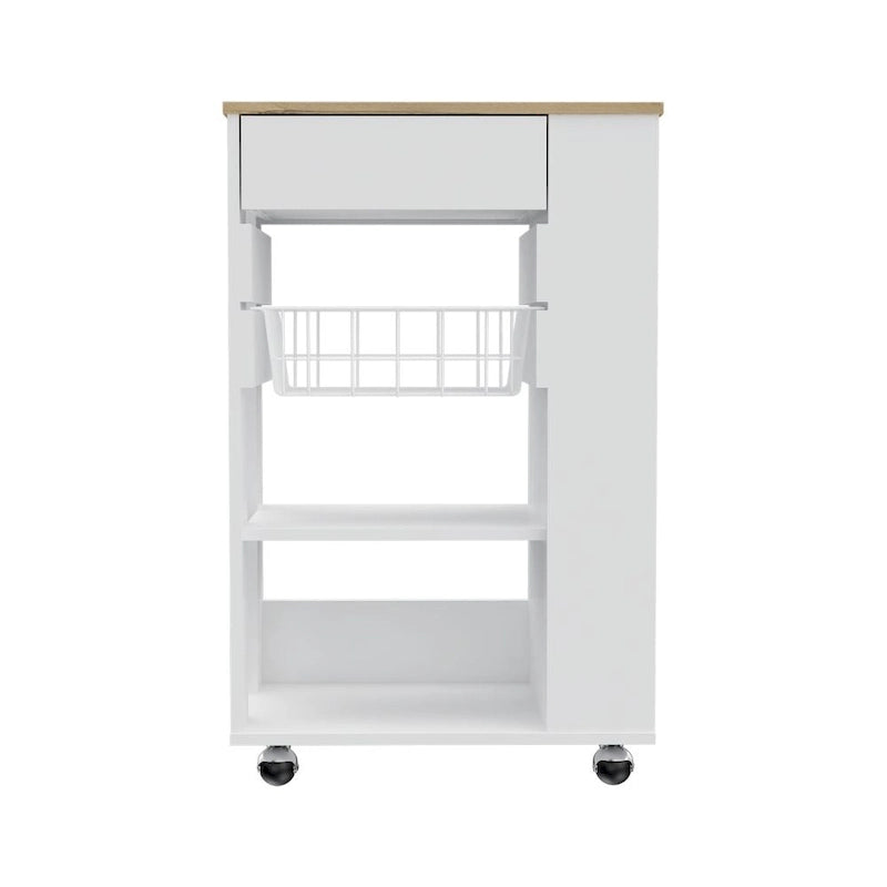 Küchenwagen für Küche, Esszimmer, Wohnzimmer, Weiß / Helle Eiche
