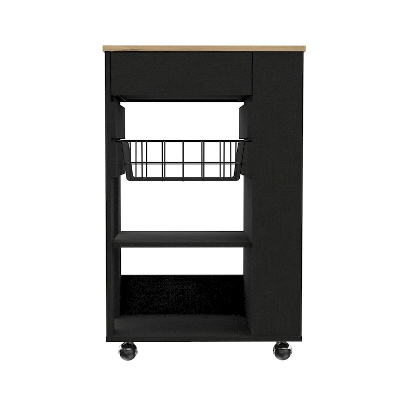 Küchenwagen für Küche, Esszimmer, Wohnzimmer, Weiß / Helle Eiche