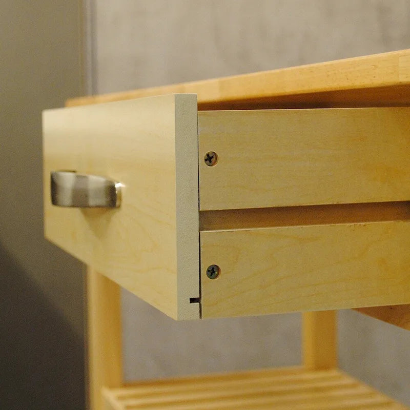 Einfache Design Kücheninsel & Rollwagen, doppelte Präsentationsregale und 2 Schubladen mit Holzplatte