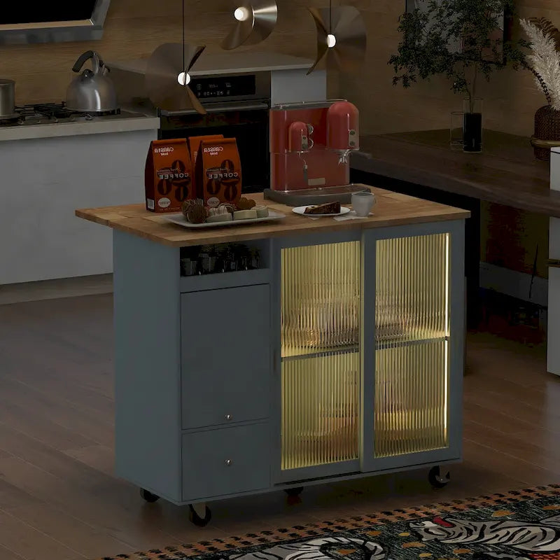 Kücheninsel mit Klappplatte und LED-Beleuchtung