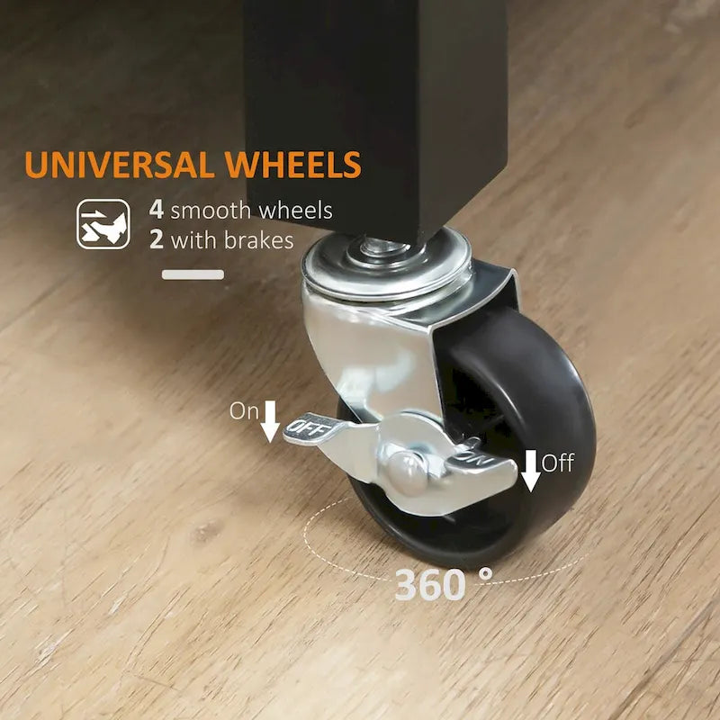 Rollbarer Kücheninselwagen mit Schublade und Regalen