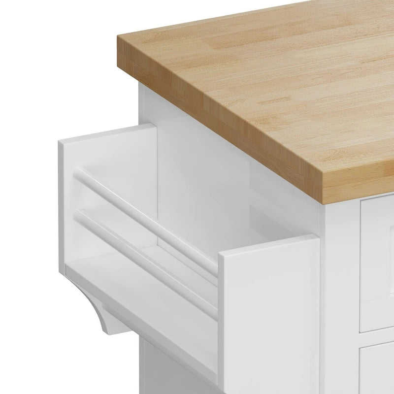 Küchenwagen mit 4-türigem 2-Schubladen-Schrank, Gewürzregal und Handtuchhalter